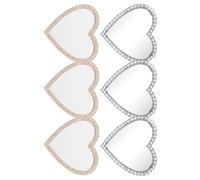 jojofuny 6 Piezas de Espejos Forma de Corazón para Celular, Accesorios de Espejo de Mano Pequeños Gemas de Imitación, Colgantes Dorados y Plateados para Decoración DIY de Fundas