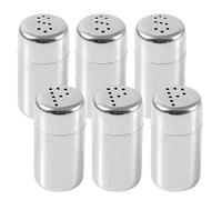 jojofuny 6 Piezas Salero y Pimentero Acero Inoxidable Contenedores Portátiles para Especias Azúcar y Sal Dispensador de Cocina Resistente la Humedad para Viajes y Camping