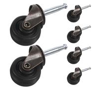 jojofuny 6 Ruedas Giratorias de Goma 1.5 Pulgadas para Muebles Vástago y Clip de Retención, Ruedas Silenciosas y Resistentes para Estanterías y Muebles de Oficina, Color Cobre, Juego de 6