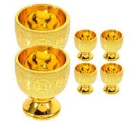 jojofuny 6 Tazas Doradas de Ofrenda Budistas de 30ml en Plástico Pp, Prácticas y Estables para Ceremonias Religiosas y Decoración del Templo