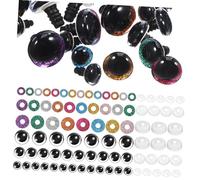 jojofuny 60 Juegos Glitter Safety Eyes For Crochet Toys Puppets Stuffed Animals Easy Install Vivid Colors For Craft Projects