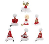 jojofuny 7 Pinzas Pelo Navideñas Gorro Tocado Navideño de Aleación y Franela Set de 7 Piezas Multicolor Fiestas de Navidad