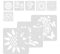 jojofuny 9 Piezas Plantillas de Girasoles para Pintar sobre Madera, Plantilla de Girasoles, Pet Blanco, Lavables y Prácticas para Dibujo y Manualidades
