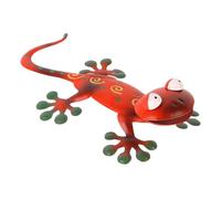 jojofuny Adorno de Pared Gecko de Metal Rojo Resistente, Escultura Decorativa para Jardín y Patio, Decoración Artística para Exteriores E Interiores, Colgante de Lagarto para Terraza y