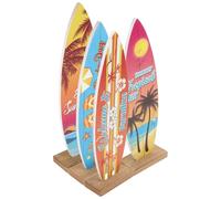 jojofuny Adorno de Tabla de Surf Miniatura de Madera Color Natural Set de 4 Piezas para Decoración Náutica de Escritorio Adecuado para Decoración de Verano Dormitorios y Fiestas la Playa