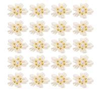 jojofuny Adornos de Flores para Uñas Acrílicas Blancas Perlas 20 Piezas de Gemas Decorativas para Manicura 3D Accesorios para Arte de Uñas Diseño Floral y Brillo Cristalino