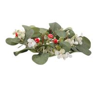 jojofuny Anillo de Velas Navideñas Eucalipto Artificial y Hongos Decorativos, Hecho de Papel y Plástico, Adecuado para Mesa Navideña o Estantería en Sala