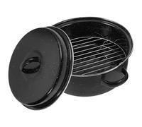 jojofuny Bandeja para Asar Pavos Bandeja para Asar Esmaltada Negra de Hierro, para Cocinar y Calentar Alimentos, para Batatas y Carne, Uso Doméstico y Barbacoa