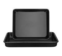 jojofuny Bandejas para Horno 2 Piezas Acero Inoxidable Antiadherente 33 CM y 28 CM Negras para Hornear Pasteles Galletas Pan Uso Multifuncional y Fácil Limpieza
