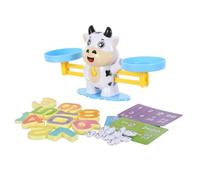 jojofuny Báscula Numérica Diseño de Vaca en Blanco y Negro Juego de Matemáticas Montessori para Contar y Aprender Operaciones Juguete Educativo Preescolar para Desarrollo Stem