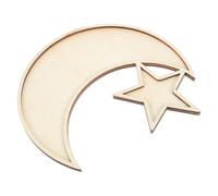 jojofuny Base para Posavasos de Madera con Mosaico Forma de Luna y Estrella Bandeja Blanca para Manualidades DIY Base Rústica para Plantas sin Terminar para Proyectos de Arte Mesa y Comedor