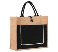 jojofuny Bolsa de Lino Tipo Tote Pequeña Negra Bolsa de Compras Reutilizable Grande Capacidad y Viaje Casual para Actividades al Aire Libre