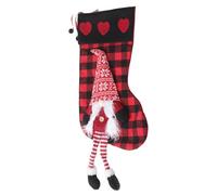 jojofuny Bolsa de Obsequio de Media Navideña Grande de Enano de Peluche para Colgar Patas Largas Decoración para Chimenea y Fiestas Navideñas Calcetines Navideños Cuadros Rojos y Negros