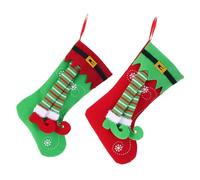jojofuny Bolsas de Dulces para Medias Navideñas 2 Piezas Colgantes Decorativos para Árbol y Chimenea Diseño Tradicional de Calcetín Navideño para Decoración Festiva del Hogar