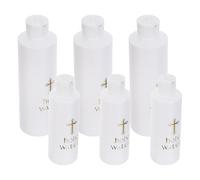 jojofuny Botellas de Agua Sacramental Cruz, 6 Piezas (3 de 250 Ml y 3 de 118 Ml), Botellas de Plástico para Bautizo y Pascua, Suministros Religiosos Portátiles para Ceremonias y Viajes