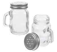 jojofuny Botellas de Vidrio para Condimentos 2 Pcs, Saleros Mini de 120 Ml Transparentes, Portacondimentos Prácticos para Cocina y Barbacoas, Frascos Pequeños para Especias Resistentes