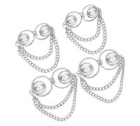 jojofuny Botones Ajustables para Jeans sin Clavos 4 Piezas (2 Pequeños 2 Grandes) de Metal Plateado con Perla de Color Claro, Pinzas para Pantalones para Apretar la Cintura, Ajustador