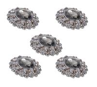 jojofuny Botones de Aleación de Zinc Incrustación de Cristales, Redondos 2.2 Cm, Color Negro Grisáceo, 5 Unidades para Abrigos, Accesorios DIY de Costura y Botones Decorativos para Ropa