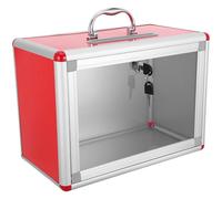 jojofuny Caja de Votación Roja de Aleación de Aluminio con Sistema de Cierre Seguro y Diseño Cuadrado Moderno para Actividades de Recaudación y Organizaciones Benéficas