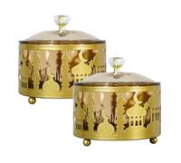 jojofuny Cajas de Dulces Reutilizables de Oriente Medio en Hierro y Pet Dorado Líneas Suaves, 2 Piezas para Banquetes y Celebraciones de Año
