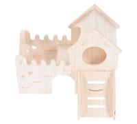 jojofuny Casa de Madera para Hámster Enano Doble Capa Desmontable con Ventana Transparente, Laberinto y Tobogán, Hábitat Divertido y Accesorio para Jaulas de Pequeños Roedores
