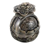 jojofuny Cenicero de Metal Vintage con Tapa a Presión Resistente al Viento Diseño de Pez Decorativo Compacto para Interior y Exterior Adecuado para Hogar Patio y Oficina