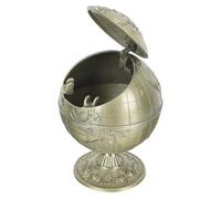 jojofuny Cenicero Decorativo Vintage Estilo Globo Tapa, Metal Resistente a Prueba de Viento, Tamaño Compacto para Escritorio Oficina y Hogar, Cubo de Almacenamiento Funcional
