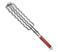 jojofuny Cesta para Parrilla para Perritos Calientes y Salchichas de Carbón en Hierro Resistente con Mango Antideslizante, Rejilla para Barbacoa Multifuncional Adecuado para Asado al Aire