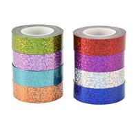 jojofuny Cinta de Enmascarar Reflectante para Manualidades, Kit de 8 Rollos Holográficos Purpurina, Adhesiva para Scrapbooking y Decoración de Regalos