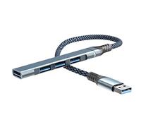 jojofuny Concentrador USB 3.0 Múltiple para Portátil, Hub Compacto de 4 Puertos, Carcasa de Aleación de Aluminio, Transferencia Rápida de Datos, Liviano y Portátil para Oficina y Viaje,