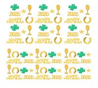 jojofuny Confeti de Mesa para Feliz Año 2026 Paquete de 3 Bolsas con Adornos de Copas Botellas de Vino y Trébol de Cuatro Hojas Decoración Brillante para Fiestas de Nochevieja y