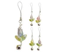 jojofuny Correa para Colgar Teléfono Móvil 5 Piezas con Cadena de Flores Tulipán Morado y Colgante de Campana Decorativo para Uso Diario y Accesorios de Moda