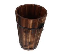 jojofuny Cubo de Basura Pequeño de Madera con Diseño Rústico y Redondo para Dormitorio Oficina y Baño Accesorio Decorativo y Funcional para