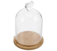 jojofuny Cúpula de Cristal Transparente con Base de Madera en Forma de Corazón, Vitrina Decorativa para Flores Preservadas, Cubierta para Vela Aromática, Accesorio de Decoración para Hogar
