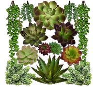jojofuny de Suculentas Artificiales Verdes en Macetas 14 Piezas y Creativas, Ligeras y Fáciles de Cuidar Varios Estilos para Regalos y Jardines Infantiles Varios Estilos