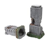 jojofuny Decoración de Acuario Ruinas Antiguas de Resina Escondite para Peces 2 Piezas Realistas de Edificios Urbanos para Peceras Resistente al Agua y No Tóxica Adecuado para Refugio