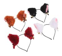 jojofuny Diadema con Orejas de Animal de Peluche 4 Unidades Burdeos y Ligera y Cómoda para Cosplay Disfraces de Halloween y Fiestas Accesorio con Campanita para Mujeres y Niñas