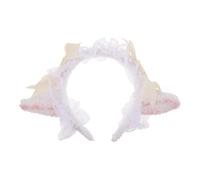 jojofuny Diadema de Encaje Lolita con Orejas de Oveja 1 Unidad Tamaño Único Accesorio Cosplay para Niñas Disfraz de Cordero Fiesta y Uso Diario