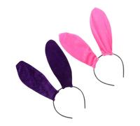 jojofuny Diadema de Orejas de Conejo Largas Cabello 2 Piezas de Tela de Terciopelo Color Púrpura y Rosa Accesorios para Fiestas y Presentaciones Adecuado para Baile de Máscaras y