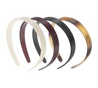 jojofuny Diademas Retro Estrechas 2 CM de Resina Flexibles 4 Unidades Vino Tinto Negro Beige y Carey Dientes Antideslizantes Accesorios para Peinar el Cabello en Escuela y Uso Diario