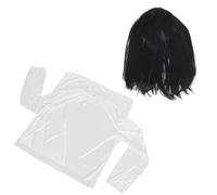jojofuny Disfraz de Novia Fantasma Blanco Peluca Negra para Mujer Cómodo y Transpirable en Halloween Adecuado para Cosplay de Bruja o Vampiro
