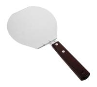 jojofuny Espátula de Pizza Redonda de Acero Inoxidable con Mango de Madera Grande para Mover y Cortar Pizzas y Pasteles, Utensilio Sólido y Portátil para Cocina Profesional y Doméstica