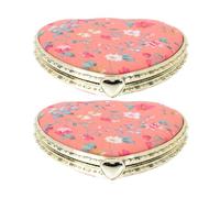 jojofuny Espejo Cosmético Plegable de Doble Cara Forma de Corazón, 2 Piezas, Mini Portátil Cubierta de Tela Delicada para Viaje y Uso al Aire Libre