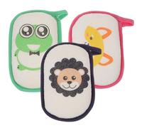 jojofuny Esponja de Baño para Bebés Recién Nacidos Forma de Dibujos Animados, Algodón Blando para Limpieza Profunda Diaria, Pack de 3 Unidades Gancho para Baño Color Aleatorio