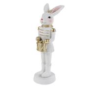 jojofuny Estatua de Cascanueces de Conejo de Pascua de Resina 17 Cm, Figura Soldado Decorativa Dorada para Decoración Festiva de Primavera y Mesa, Adorno Coleccionable para Hogar y Fiestas