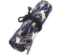 jojofuny Estuche de Lápices Enrollable de Estilo Chino con Gran Capacidad Bolsa de Lápices Portátil de Antidesgaste Organizador Niñas Compartimentos con Grullas