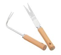 jojofuny Extractor de Raíces y Desmalezadora Manual 2 Piezas Mango de Madera, Acero Inoxidable Resistente, Herramienta de Jardinería para Aflojar Tierra y Trasplante en Jardín y Huerto