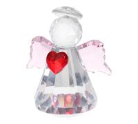 jojofuny Figura Decorativa de Ángel de Cristal Pequeña con Alas Rosas y Corazón, Adorno para Escritorio y Hogar, Figura Coleccionable para Obsequio y Decoración Navideña