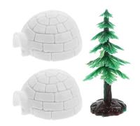 jojofuny Figuras Decorativas de Casa de Hielo Miniatura 2 Modelos de Iglú y 3 Mini Árboles de Navidad Artificiales Compactas y Resistentes para Decoración Navideña y Dioramas