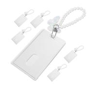 jojofuny Funda Transparente para Tarjetas de Visita PVC Cadena de Bolitas y Deslizador Porta Credencial Doble Cara 104 X 64 CM 6 Unidades Llavero Porta Tarjetas para Oficina y Uso